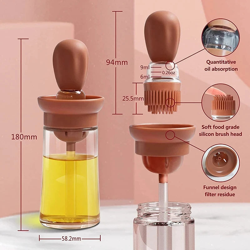 2-in-1 Oil Dispenser Bottle with Silicone Brush