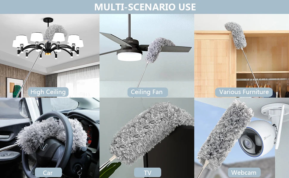 Extendable Microfiber Duster with 100" Telescopic Pole