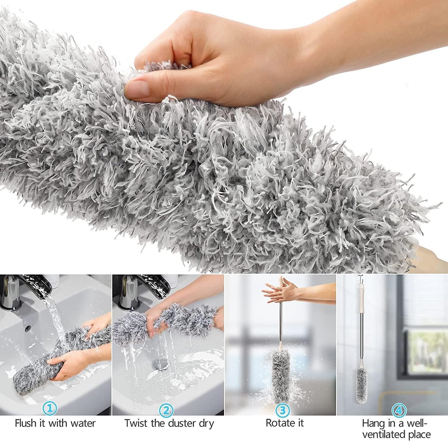 Extendable Microfiber Duster with 100" Telescopic Pole