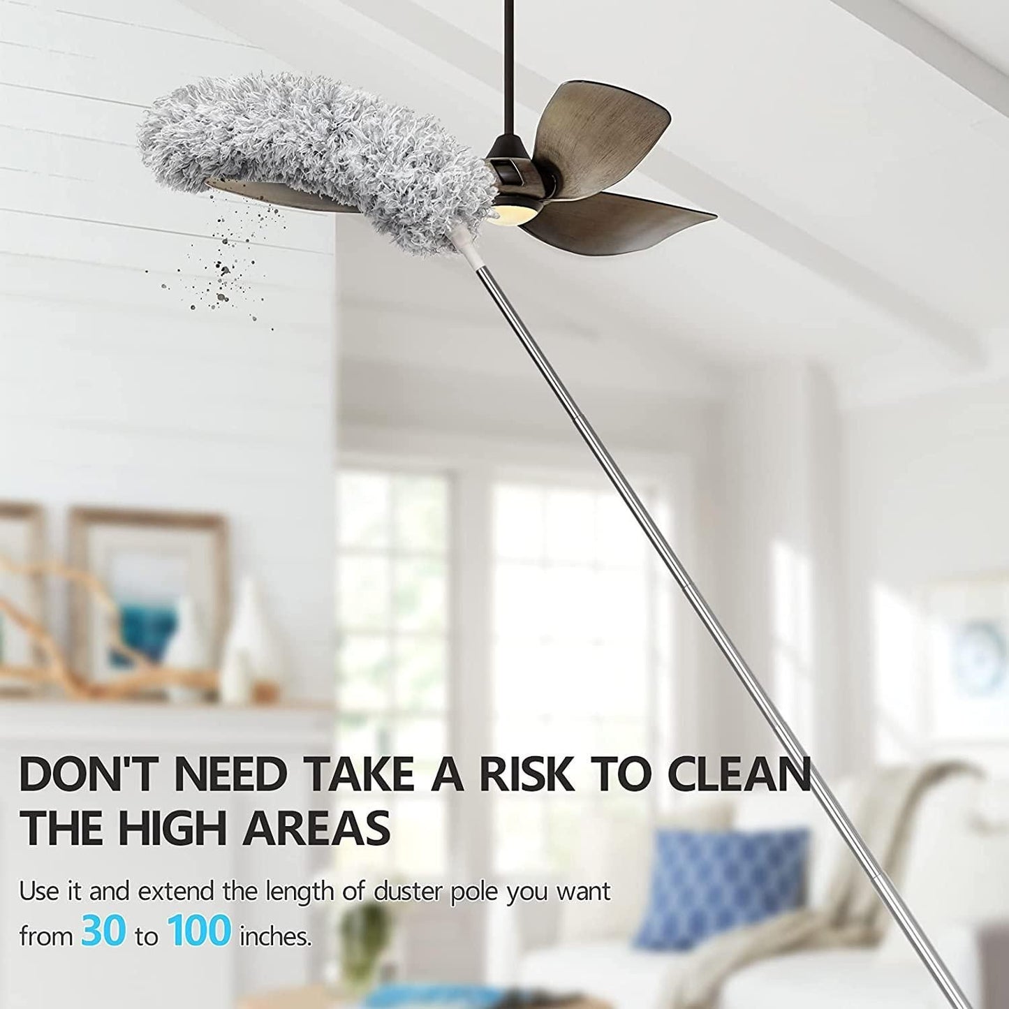 Extendable Microfiber Duster with 100" Telescopic Pole